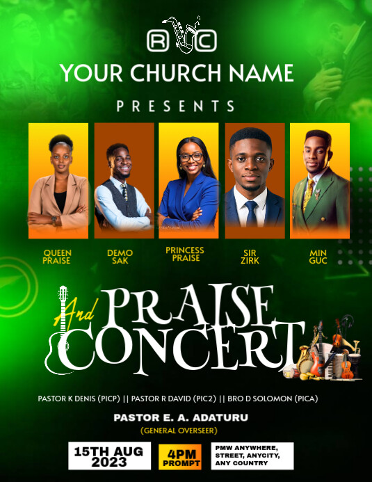 Green Maximalist Praise And Concert  Flyer (us Letter) template