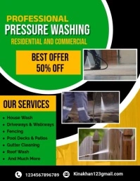 Green Maximalist Pressure Washing Flyer (us Letter) template