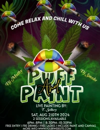 Green Maximalist Puff & Paint Party Flyer (us template