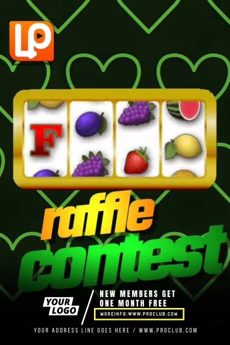Green Maximalist Raffle Contest  Poster Cartaz template