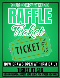 Green Maximalist Raffle Ticket Poster Flyer (us Letter) template