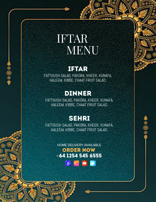 Copy of Green Maximalist Ramadan Ifter Menu Flyer (us Letter ...