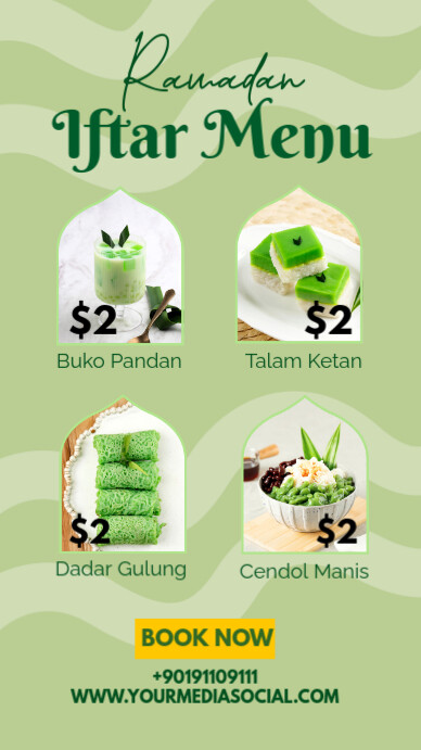 Green Maximalist Ramadan Menu Instagram Story Instagram-verhaal template