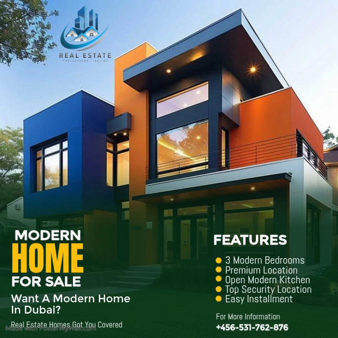 Green Maximalist Real Estate Instagram Post Template | PosterMyWall