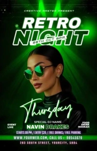 Green Maximalist Retro Night  Half Page Wide template