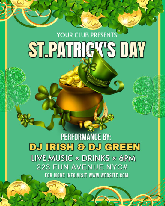 Green Maximalist Saint Patrick's Day Design  Instagram Portrait template