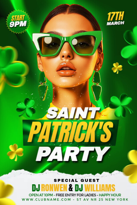 Green Maximalist Saint Patrick's Day Party Creative Editable Poster Plakat template