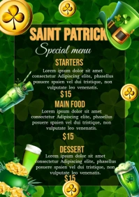 Green Maximalist Saint Patrick Day Menu  A4 template