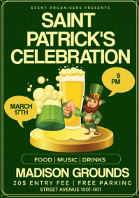 Green Maximalist Saint Patricks Flyer  A3 template