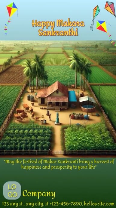 Green Maximalist Sankranthi Animation Instagram Story template