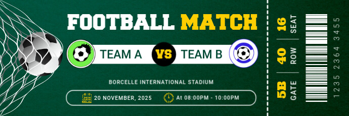 Green Maximalist Soccer Ticket Design Twitter Banner template