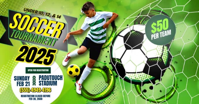 Green Maximalist Soccer Tournament Promo Facebook Instagram Instagram Post template