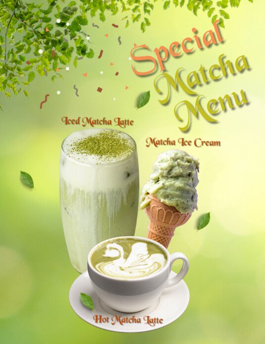 Green Maximalist Special Matcha Menu Flyer ( Template | PosterMyWall