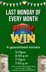Green Maximalist Spin To Win Flyers Tabloid Tabloide template