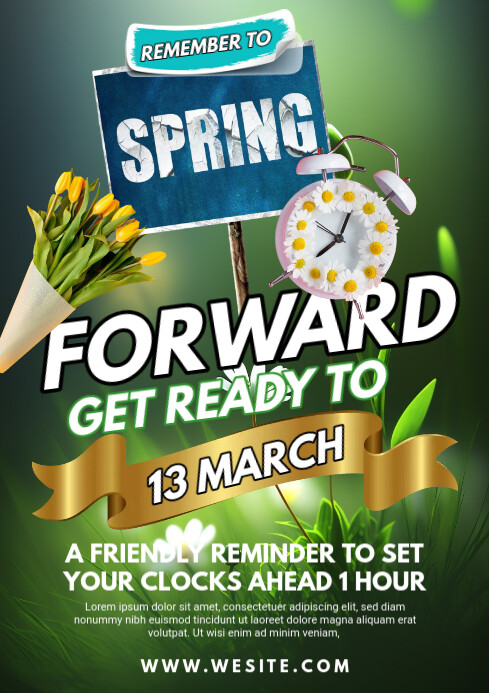 Copy of Green Maximalist Spring Forward Flyer A3 | PosterMyWall