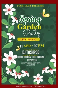 Green Maximalist Spring Garden Party Flyer  Pinterest Graphic template