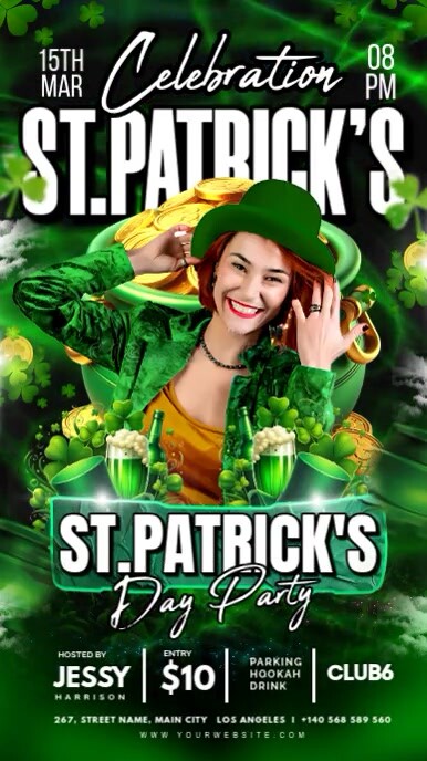 Green Maximalist St Patrice's Day Digital Display (9:16) template
