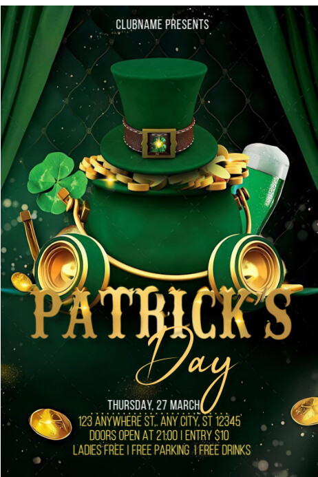 Green Maximalist St Patrick's Day Event  Poster template