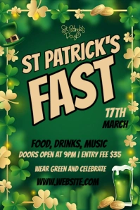 Green Maximalist St Patrick Fast  Pinterest Graphic template