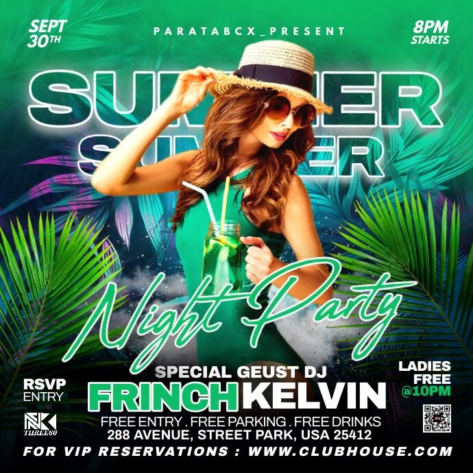 Copy of Green Maximalist Summer Night Party Square (1 | PosterMyWall
