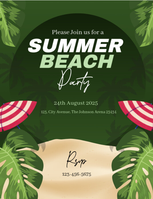 Green Maximalist Summer Party Invitation  Flyer (us Letter) Pamflet (VSA Brief) template