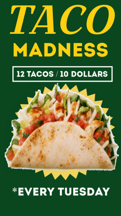 Green Maximalist Taco Madness Instagram Story template