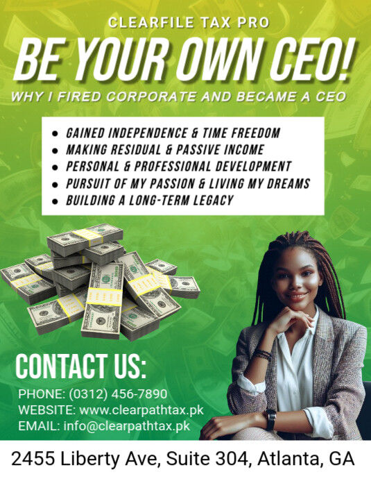 Green Maximalist Tax Prep Flyer (us Letter) Pamflet (VSA Brief) template