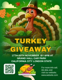Green Maximalist Thanksgiving Turkey Giveaway Template Flyer (us Letter)