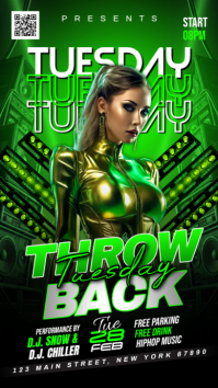 Green Maximalist Throw Back Club Flyer Instagram Story template