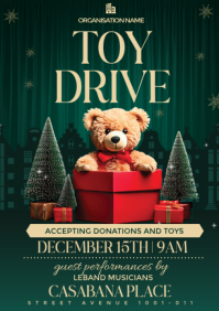 Green Maximalist Toy Drive Flyer  A3 template