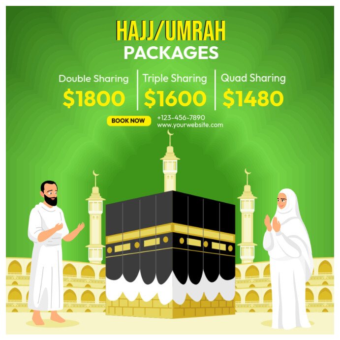 Green Maximalist   Umrah Hajj Package  Instagram Post template