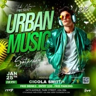 Green Maximalist Urban Music Party Instagram Post template