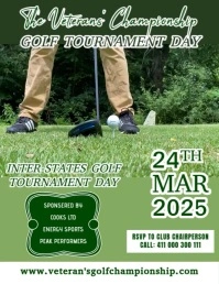 Green Maximalist Veteran's Golf Championship Video  Flyer (us Letter) Iflaya (Incwadi ye-US) template