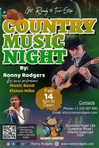 Green Maximalist Video Country Music Night Ad Poster Plakat template