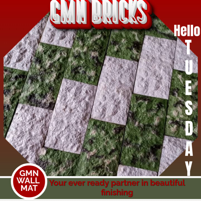 Green Maximalist Wall Facing Marble Brick Instagram Post Template