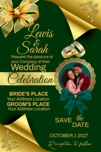 Green Maximalist Wedding Card Poster template