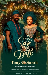 Green Maximalist Wedding Invitation Templates Design Tabloid