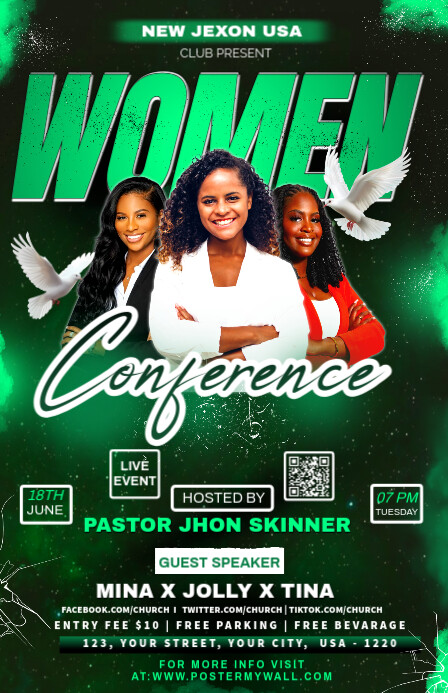 Green Maximalist Women Conference Flyer Tabloid Tablóide template