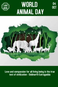 Green Maximalist World Animal Day  Poster template