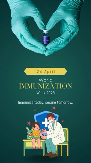 Green Maximalist World Immunization Week 2025 Instagram Reel template