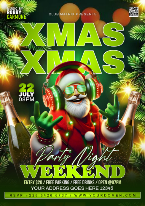 Green Christmas Party A4 Template | PosterMyWall