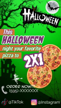 Groen Halloween Pizza Promotion Instagram Story Template