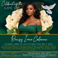 Green Memorial Funeral Announcement Flyer, Funeral Instagram Post template