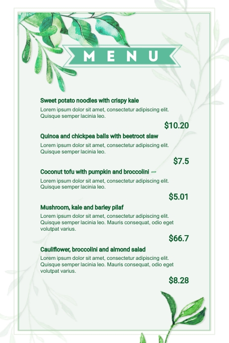 GREEN MENU Poster template