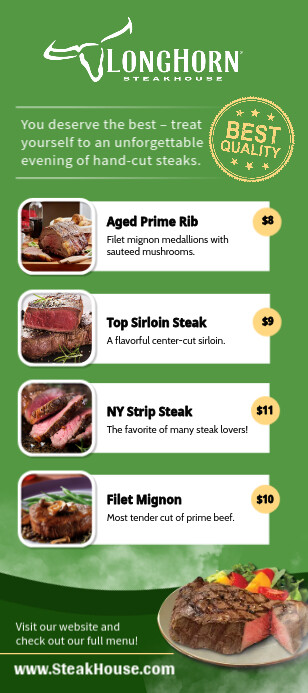 Green Menu Rack Card Template | PosterMyWall