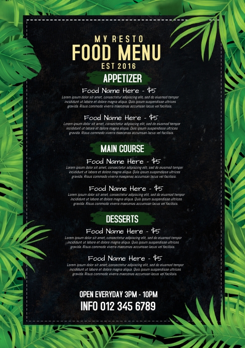 Green Menu Template | PosterMyWall