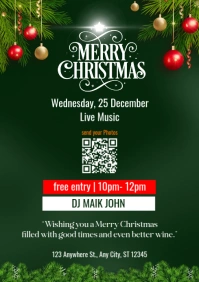 green merry christmas live music A3 template