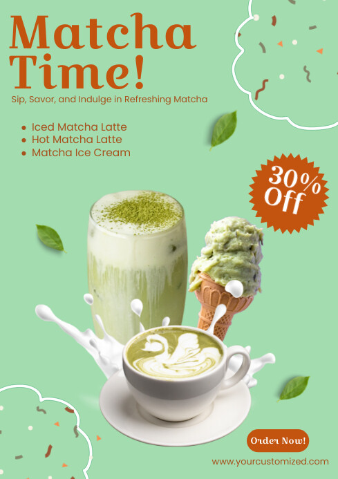 Green Minimal Matcha Menu Flyer Template | PosterMyWall