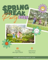 Green Minimal Spring Break Party Portrait template