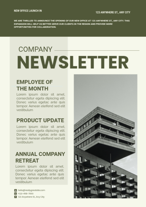 minimalist design | minimalist newsletter design,... Green Minimalist Company Newsletter Template | PosterMyWall